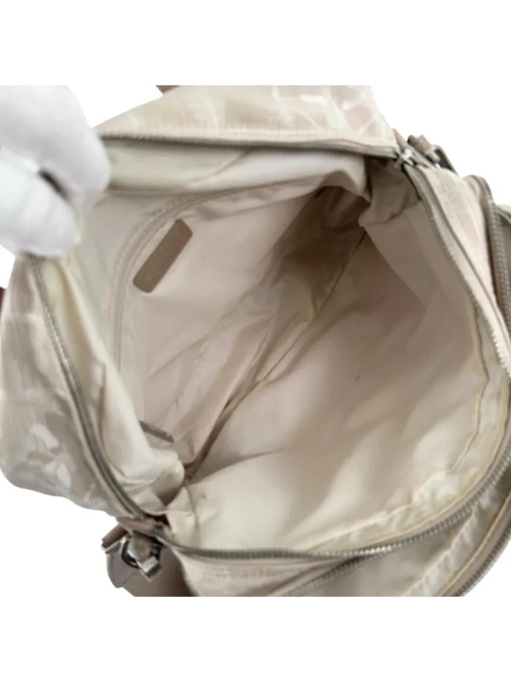 Chanel New Travel Leather Canvas Beige Handbag Silver